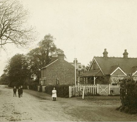 On right, behind the picket fence, the Hadleigh Institute, corner of Church Road and Rectory Road (now Choice), where Herbert Angelo Chalk lived with his wife Alice and their three boys in 1911. In this view of c.1914 we find the boys Herbert John, Ben and Harry standing in Rectory Road. On right, behind the picket fence, the Hadleigh Institute, corner of Church Road and Rectory Road (now Choice), where Herbert Angelo Chalk lived with his wife Alice and their three boys in 1911. In this view of c.1914 we find the boys Herbert John, Ben and Harry standing in Rectory Road. | Gill and Colin Blackall