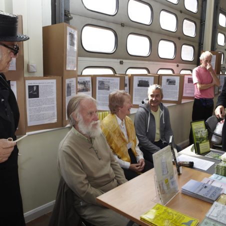 Left to right: Authors Robert Hallmann, John Debenham, Sandra Harvey, and Ian Yearsley and 'gentleman' artist David Hurrell, who is responsible for the excellent 'Cunning' Murrell 'Wanted' portrait. In the background Tony Manning. Left to right: Authors Robert Hallmann, John Debenham, Sandra Harvey, and Ian Yearsley and 'gentleman' artist David Hurrell, who is responsible for the excellent 'Cunning' Murrell 'Wanted' portrait. In the background Tony Manning. | Tessa Hallmann