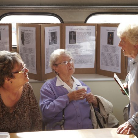 Conversation with a background of Hadleigh history by Chris Worpole (left) Conversation with a background of Hadleigh history by Chris Worpole (left) | Tessa Hallmann