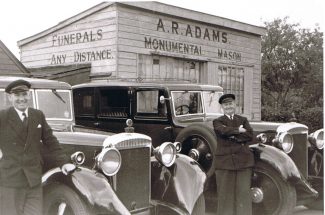 The Austin Princess funeral fleet outisde the original garages on Rayleigh Road (on the site of the Virgin Gym).