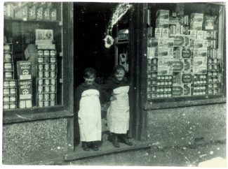 Young Gwyn and Garfield, little helpers in overalls | E.G.J. family collection