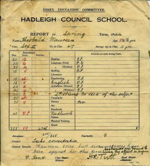 1944 Hadleigh Council School Report | Courtesy of Maureen Hume