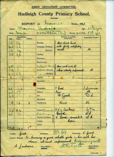 1948 Hadleigh County Primary School Report | Courtesy of Maureen Hume