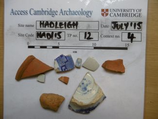 I piece of Roman Pottery, 1 Tiny Piece of About 1700 Staffordshire Slipware and the rest Victorian I piece of Roman Pottery, 1 Tiny Piece of About 1700 Staffordshire Slipware and the rest Victorian | Access Cambridge Archaeology
