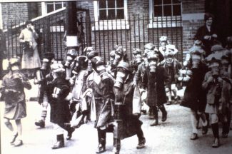 Thundersley Schools gas mask practice 2nd world war | Derek Barber Collection