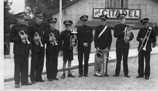 A small group of delegates outside the Colony Citadel. | Graham Cook collection