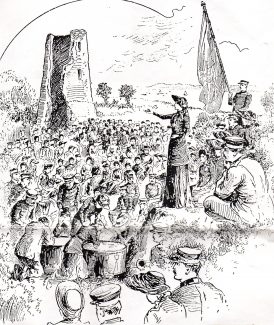 Commissioner Evengeline Booth preaching at Hadleigh Castle 1892 Commissioner Evengeline Booth preaching at Hadleigh Castle 1892