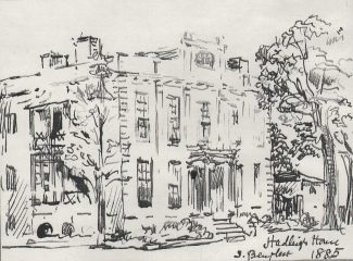 A pen sketch of Hadleigh House in 1885, by C.A. Nicholson