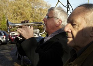 David Hurrell of the Hadleigh & Thundersley Community Archive delivers The Last Post | Photo by Tessa Hallmann