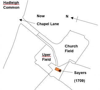 From 1709 Sayers Estate map (Original in Essex Record Office)