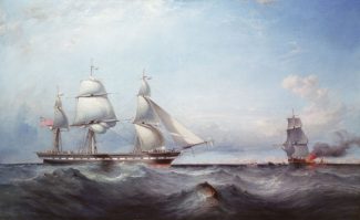 This painting shows the ship 'Roxburgh Castle', of Green's Blackwall line