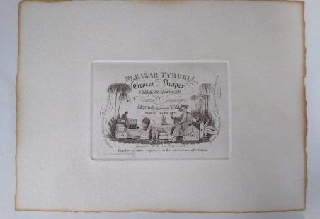 Old label advertising Eleazar Tyrrell's Grocery Store