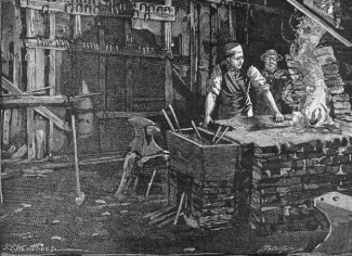 Blacksmith Choppen preparing a witch bottle with 'Cunning' Murrell Blacksmith Choppen makes a witch bottle | Strand Magazine