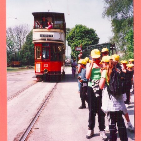 Tram stop and Thundersley School students Tram stop, tram and students | Thundersley School Trip