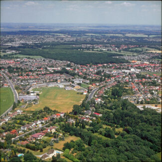 Aerial view of King John School and West Wood